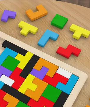 Houten Tangram Puzzel voor Kinderen - Kleurrijk Montessori Leerspel