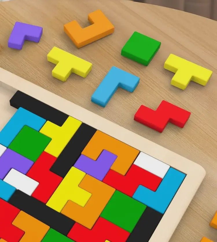 Houten Tangram Puzzel voor Kinderen - Kleurrijk Montessori Leerspel
