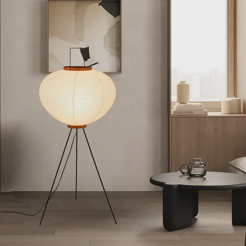 Japanse Rijstpapieren Vloerlamp - Wabi Sabi Design - Noguchi Stijl