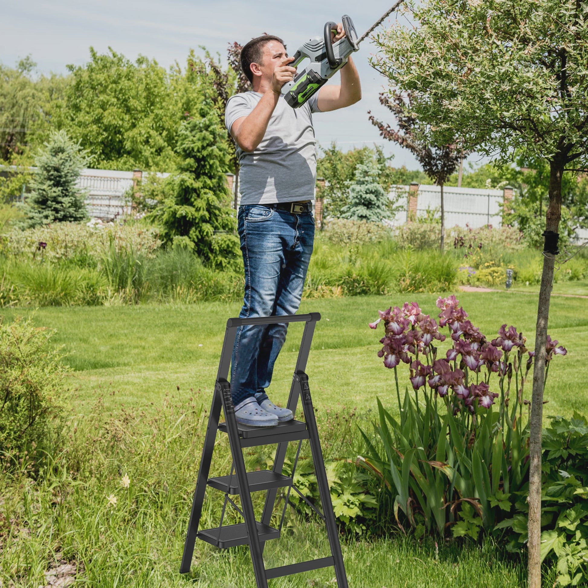 Opvouwbare Steekladder met Optionele Handgreep - 2/3/4 Treden, 250kg Belastbaar
