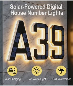 Moderne LED Huisnummer Verlichting op Zonne-energie - Waterdicht & Automatisch