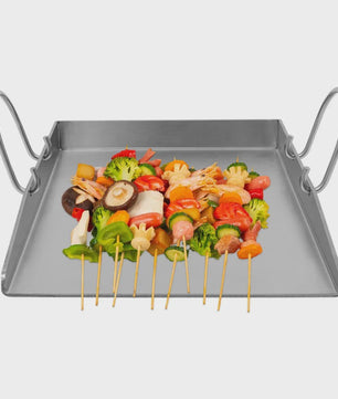 RVS Grillplaat 40x30cm - Heavy Duty BBQ Pan met 2 Spatels