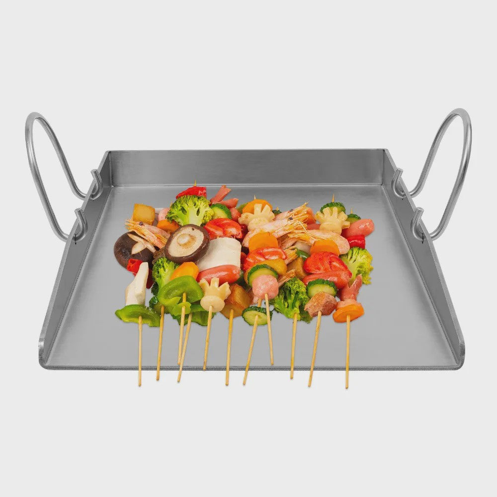 RVS Grillplaat 40x30cm - Heavy Duty BBQ Pan met 2 Spatels