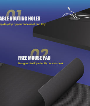 GTPLAYER Gaming Bureau 120x60cm met LED Verlichting, Ingebouwde Socket en USB-poorten
