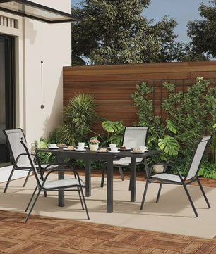 4 Stapelbare Textilene Tuinstoelen - Weerbestendig & UV-bestendig Metaal