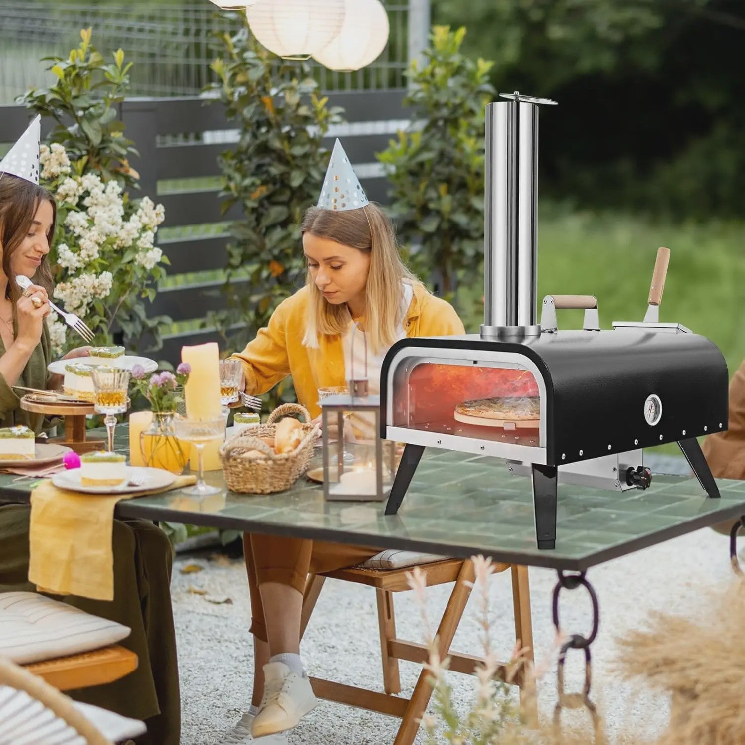 Draagbare RVS Pizzaoven voor Buiten met Pizzasteen & Schep