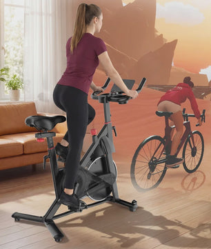 Indoor Hometrainer Fiets met 32 Weerstandsniveaus, LCD Scherm & Tablethouder