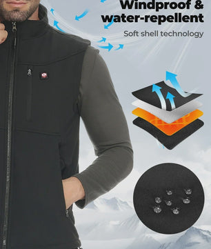 KEMIMOTO Unisex Verwarmd Vest met 10000mAh Batterij, App Temp Control & Waterafstotend - Lichtgewicht voor Buitenactiviteiten
