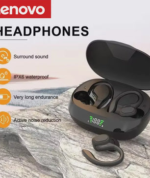Lenovo Draadloze Oordopjes met Oorhaak - Bluetooth 5.0, Ruisonderdrukking, Digitaal Display