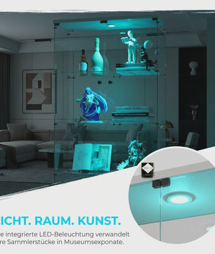 Glazen Vitrinekast met LED Verlichting - 4 Planken, 2 Deuren - 80.5x36.5x164cm