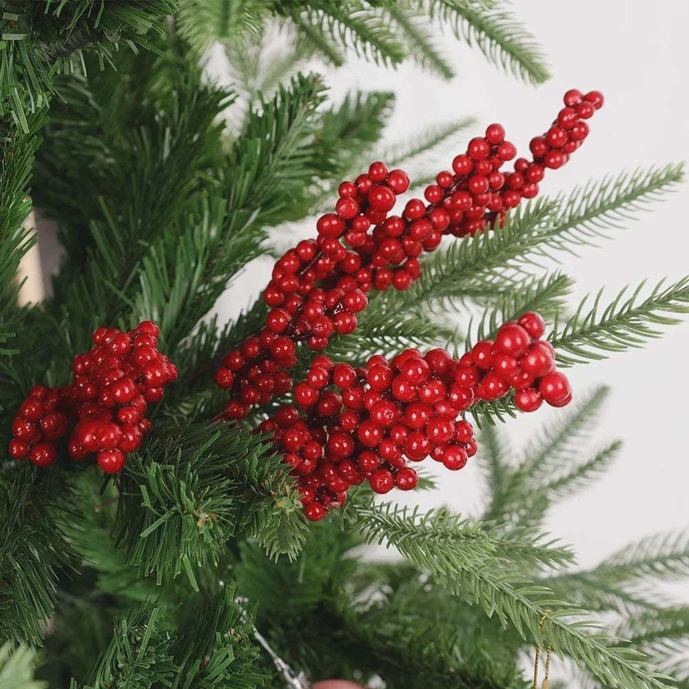 50 Kerst Takken met Kunstmatige Rode Bessen - Feestelijke Decoratie voor Kerstboom & Huis