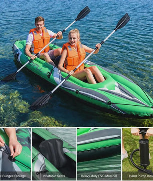 Opblaasbare Kajak voor 2 Personen - 11.5ft Groen - Inclusief Paddles & Pomp