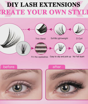 DIY Wimperextensie Kit: Clusters, Bond, Seal & Tweezer voor Professionele Look