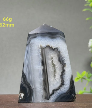 Zwarte Agaat Kristal Geode Obelisk - Natuurlijke Decoratie & Meditatie Steen