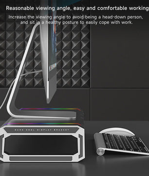 Monitorstandaard met USB 3.0 Hub en RGB Verlichting - Opklapbaar Bureau Organizer