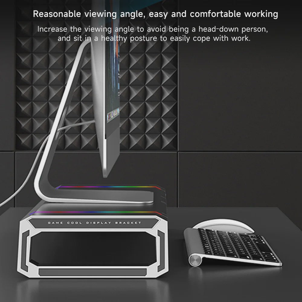 Monitorstandaard met USB 3.0 Hub en RGB Verlichting - Opklapbaar Bureau Organizer