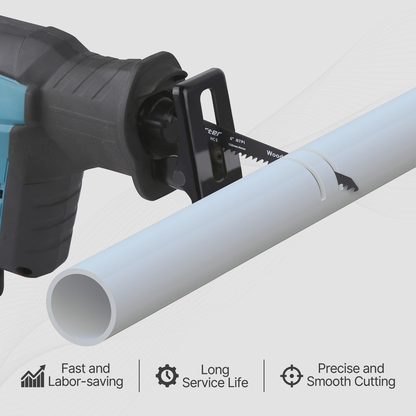 Vearter S644D 5-delige Reciprozaagbladen Set - 150mm (6") HCS, 6 TPI - Voor Hout & PVC