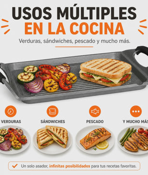 Rechthoekige Grillpan met Anti-aanbaklaag - Geschikt voor Gas, Inductie & Elektrisch