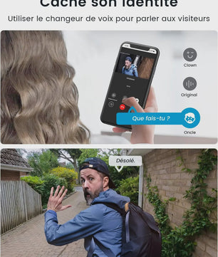 ieGeek Draadloze Deurbel met Camera - 2K, IP66 Waterdicht, Geen Maandelijkse Kosten, Tweeweg Audio, PIR Detectie, 2.4G WiFi