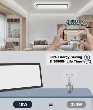 Dimbare LED Panelen 120x30cm met RGB Kleuren en Afstandsbediening - 40W, 4400LM, Zwart Frame