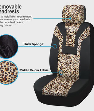 Luxe Leopard Print Autostoelhoes - Universeel & Winterklaar