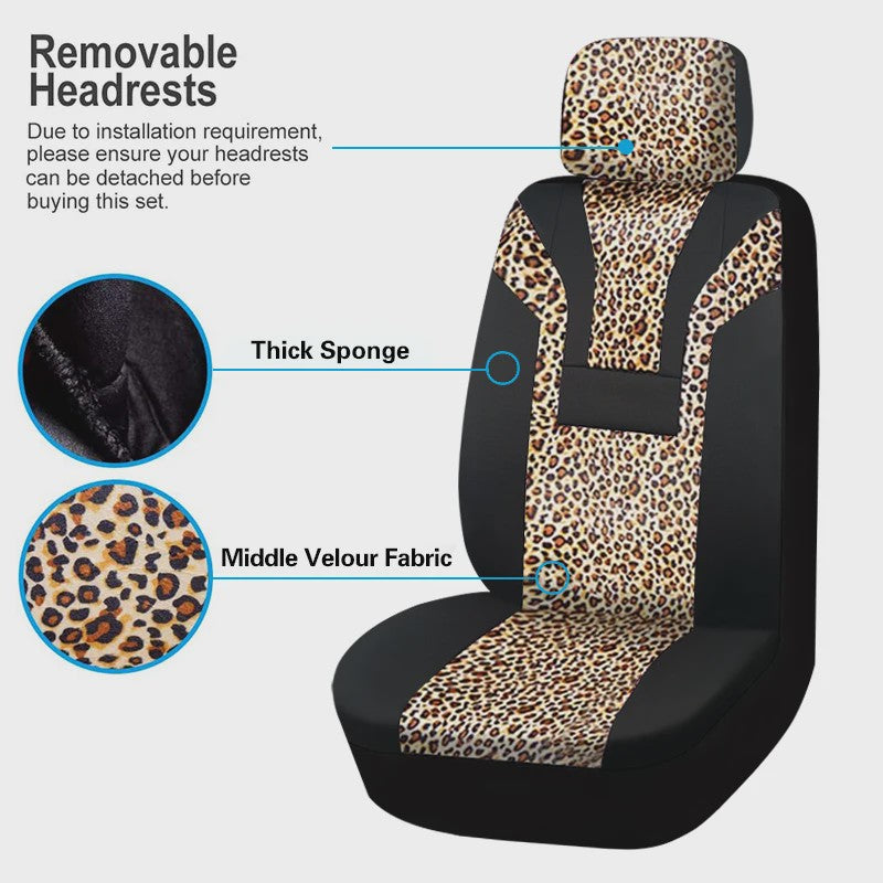 Luxe Leopard Print Autostoelhoes - Universeel & Winterklaar