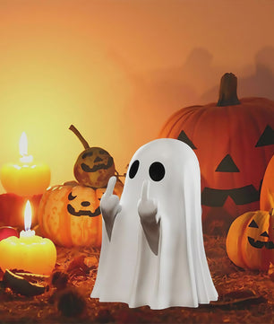 Grappig Spookje met Middelvinger - Schattige Halloween Decoratie voor Huis & Tafel