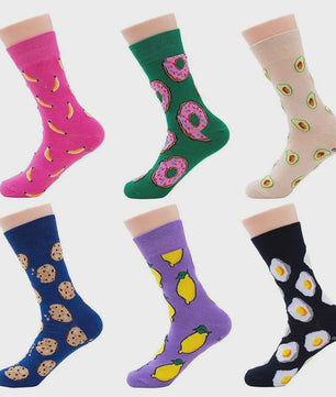 Grappige Heren Sokken met Food Prints: Avocado, Friet, Burger, Bier & Meer | Harajuku Stijl