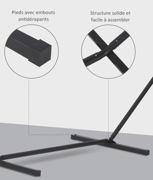 Outsunny Robuuste Metalen Ondersteuning voor Hangmat - Zwart - 3.60m