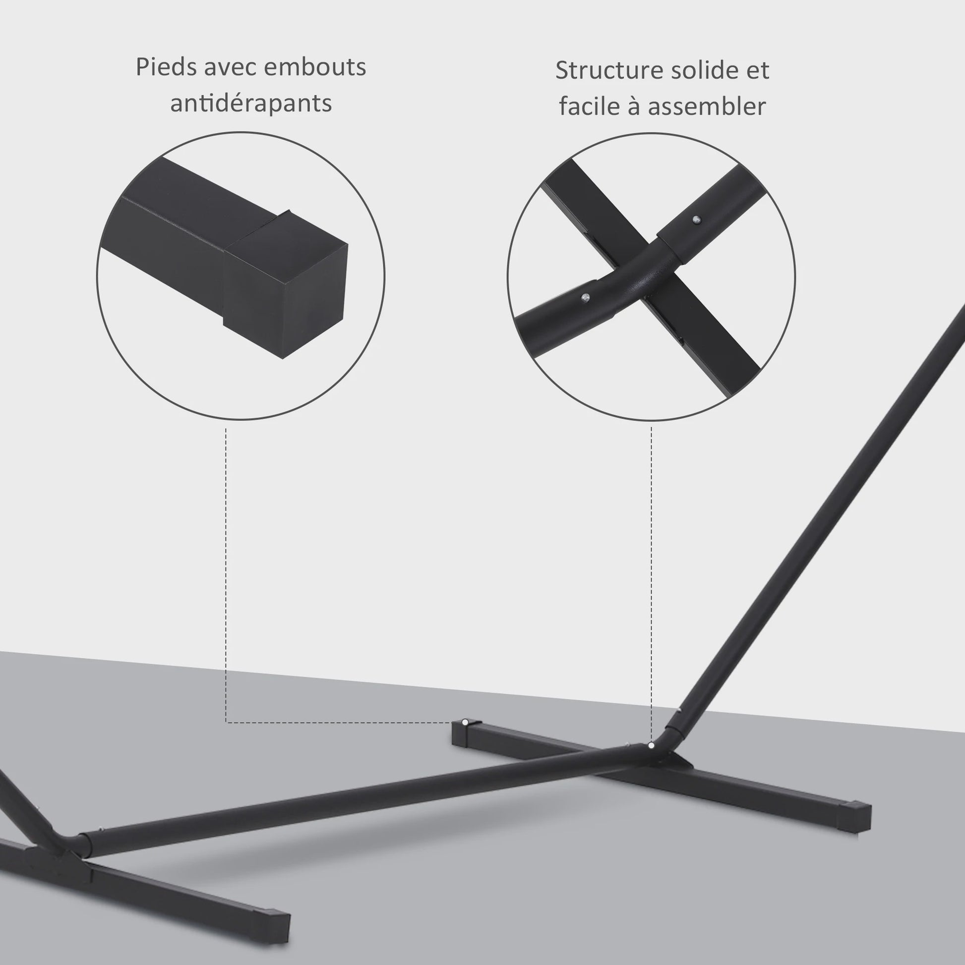 Outsunny Robuuste Metalen Ondersteuning voor Hangmat - Zwart - 3.60m
