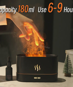 Vlam Effect Aroma Diffuser Luchtbevochtiger met LED Verlichting - Sfeervol & Rustgevend