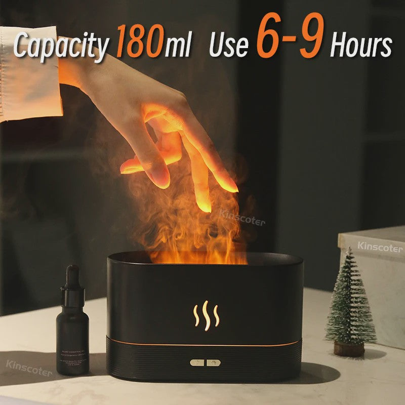 Vlam Effect Aroma Diffuser Luchtbevochtiger met LED Verlichting - Sfeervol & Rustgevend