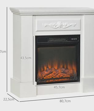 Elektrische Sfeerhaard Wit 1800W met Vlameffect, Afstandsbediening en Timer