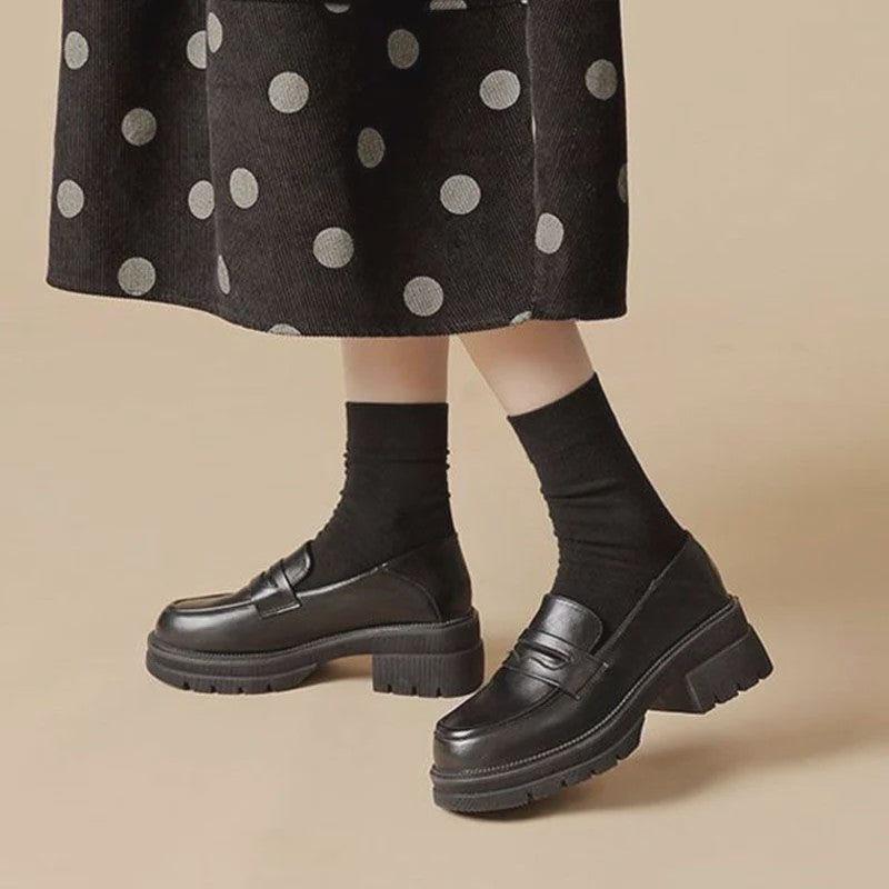 Dames Platform Loafers - Britse Stijl, Comfortabel & Modieus voor Dagelijks Gebruik