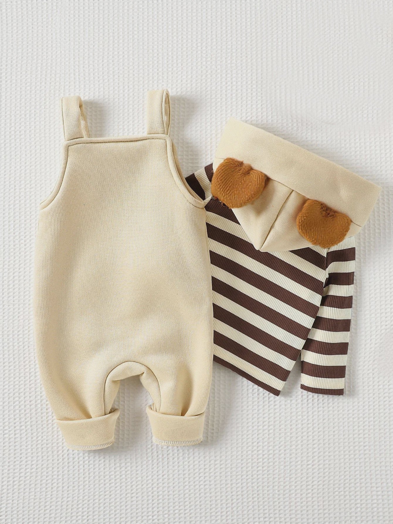 Schattige Baby Jongens Outfit: Gestreept Hoodie met Beren Overall