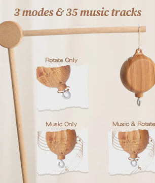 Houten Muziekdoosje Baby Mobiel - Draaiend & Kalmerende Melodieën voor de Babykamer