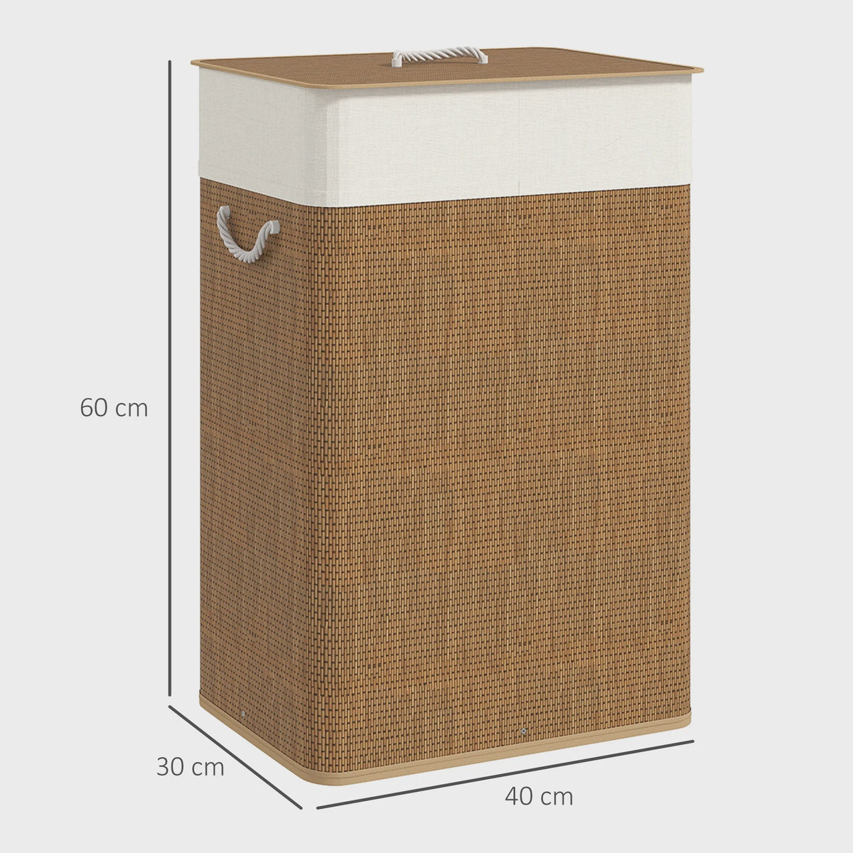 Homcom Bamboe Wasbare Wasmand met Deksel en Uitneembare Binnenzak - 72L