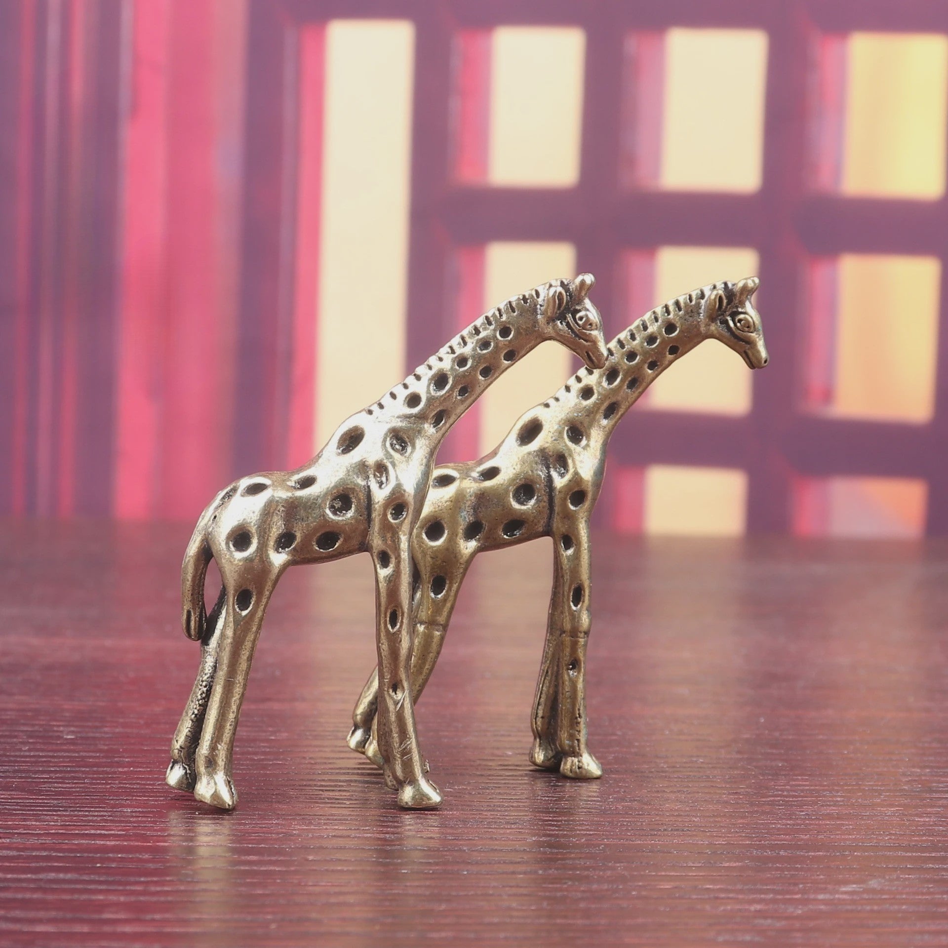Koperen Giraffe Figuur - Decoratief Ornament voor Huis en Thee Ceremonie