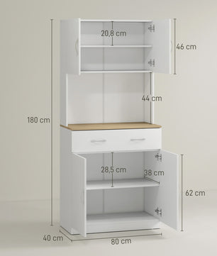 Homcom Kitchen Cupboard Auxiliary Kitchen Furniture with Doors Drawer and Adjustable Anti-Tipping Shelves for Dining Room Living Room
