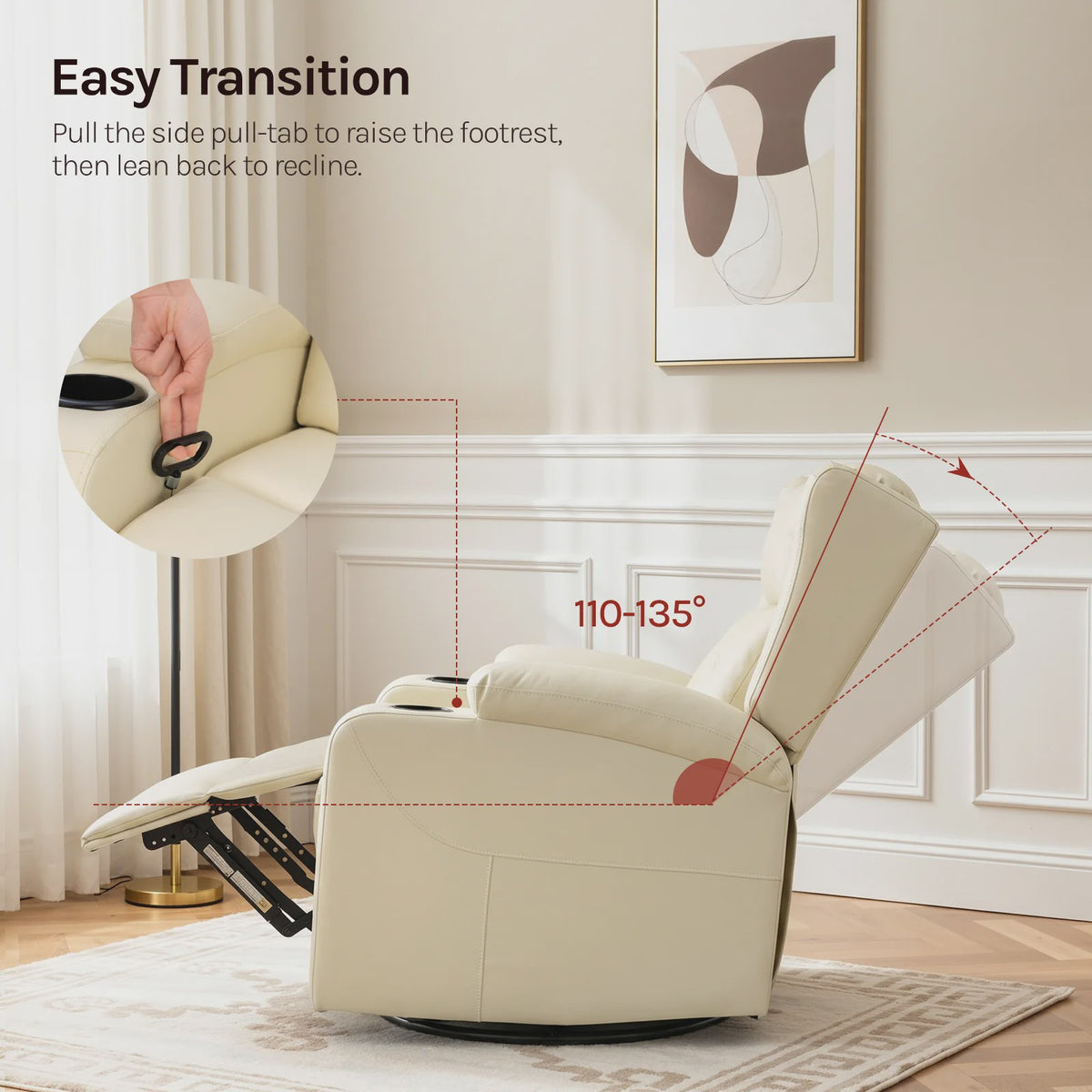 Draaibare Fauteuil met Verstelbare Rugleuning en Voetensteun | Comfortabel en Stijlvol