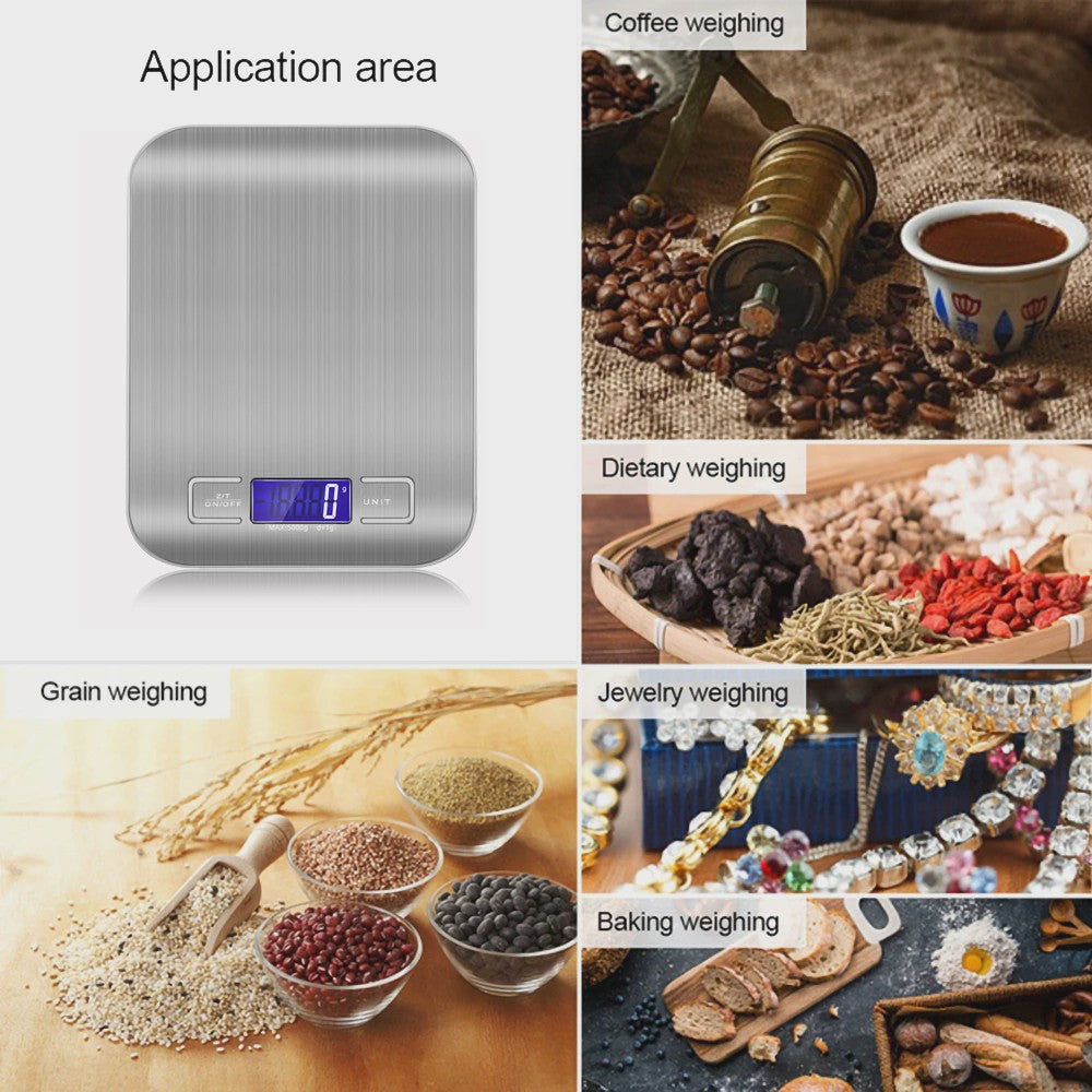 RVS Keukenweegschaal 5kg/1g - Precisie Digitale Voedselweegschaal met LCD Display