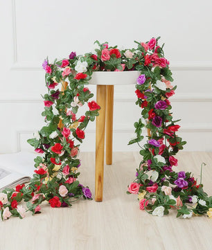 Kunstrozen Garland - Decoratieve Slier met Rozen en Bladeren