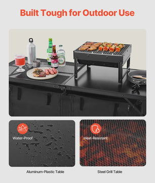 Aluminium Camping Keukentafel - Lichtgewicht & Draagbaar Kookstation voor Outdoor BBQ, Picknick & RV