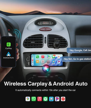 AINAVI 1 DIN Universele Autoradio met 6.36" HD IPS Touchscreen, Wireless CarPlay & Android Auto, Bluetooth 5.0