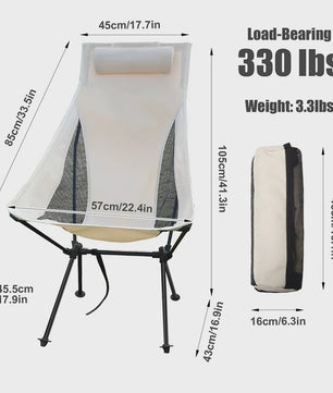 WESTTUNE Opvouwbare Campingstoel met Hoofdsteun - Lichtgewicht Aluminium Outdoor Stoel
