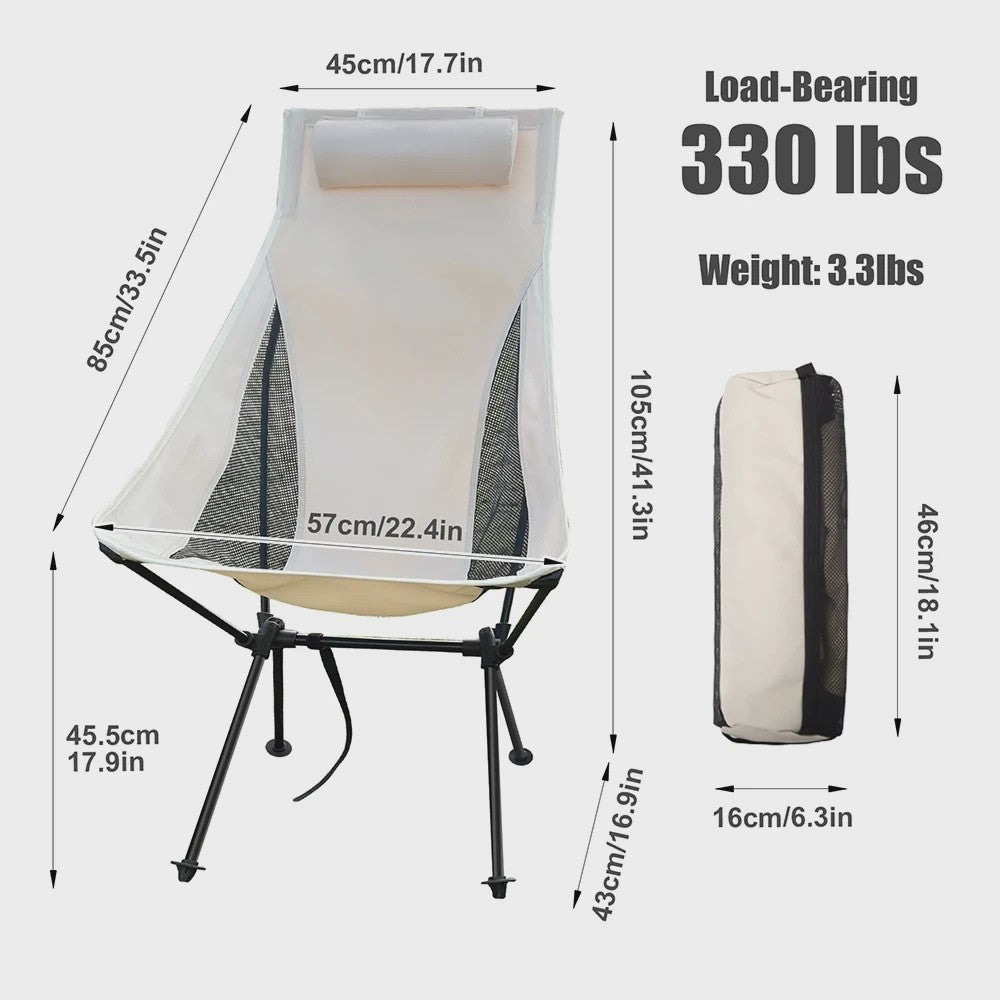 WESTTUNE Opvouwbare Campingstoel met Hoofdsteun - Lichtgewicht Aluminium Outdoor Stoel