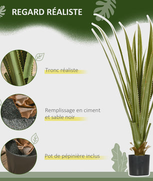 HOMCOM Kunstplant Agave 90 cm Hoog - Realistische Kunstplant voor Binnen en Buiten