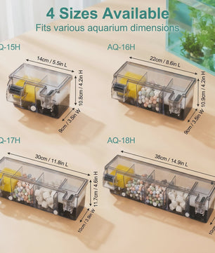 Ruimtebesparend Aquariumfilter Hang-on met Meerfasenfiltering en Watervaluitloop - 4 Maten
