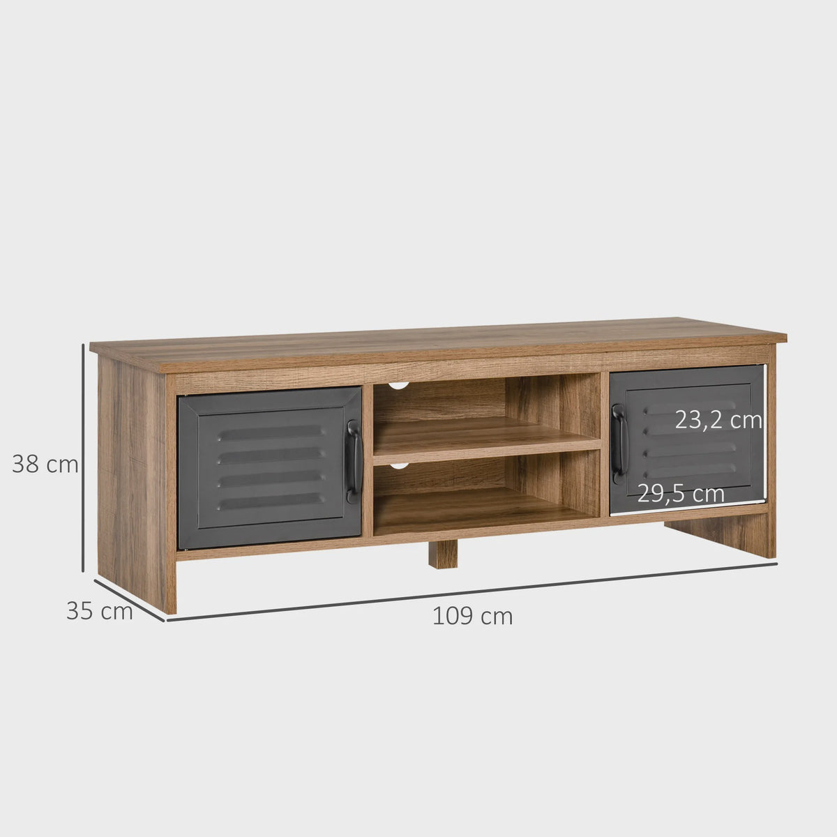 Homcom Tv Cabinet for 42" Televisions with 2 Doors and 2 Shelves 109X35X38Cm