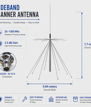 Ultra-Wideband Discone Antenne 25MHz-1300MHz met PL259 Connector